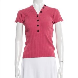 Proenza White Label V-Neck Short Sleeve Polo